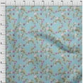 thumbnail image 3 of oneOone Cotton Jersey Sky Blue Fabric Flower & Leaves Watercolor Sewing Craft Projects Fabric Prints By Yard 58 Inch Wide, 3 of 4