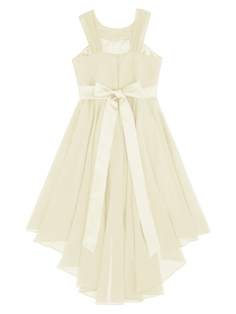 Dpois Kids Flower Girl Dress, High-Low Chiffon Ball Gown, Teens Formal  Evening Party, Champagne Color - Walmart.com