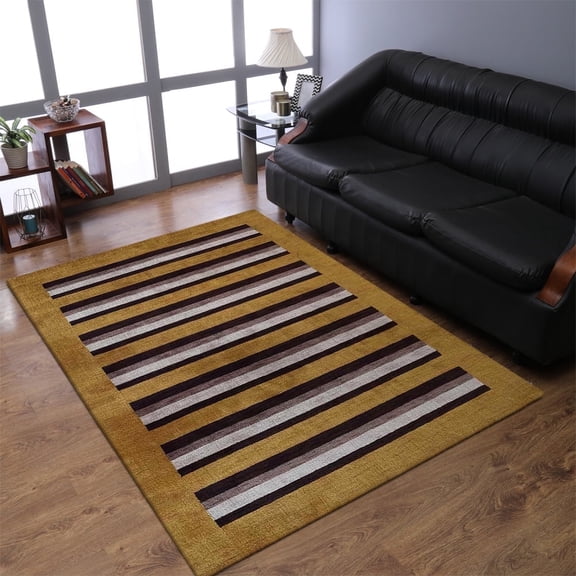 Rugsotic Carpets Handmade Rugs Hand Knotted Loom Rectangle 9'x12' Gold Brown Wool for Indoor Use