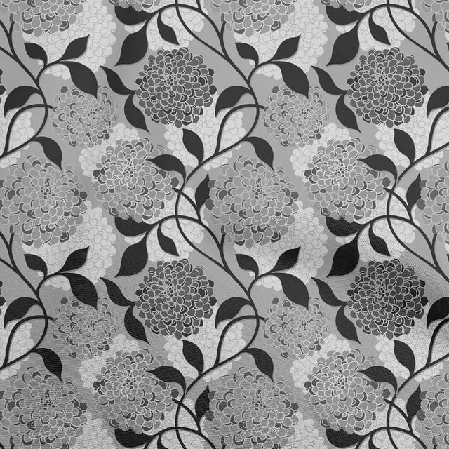 oneOone Cotton Poplin Gray Fabric Floral Retro Sewing Craft Projects Fabric Prints By Yard 42 Inch Wide