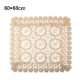 thumbnail image 3 of LITTLE HOME Lace Flower Tablecloth Round Table Protector, Light Coffee Polyester Nylon Blend, for Wedding, Party, Home Decor, Machine Washable, 60x60cm, 3 of 10