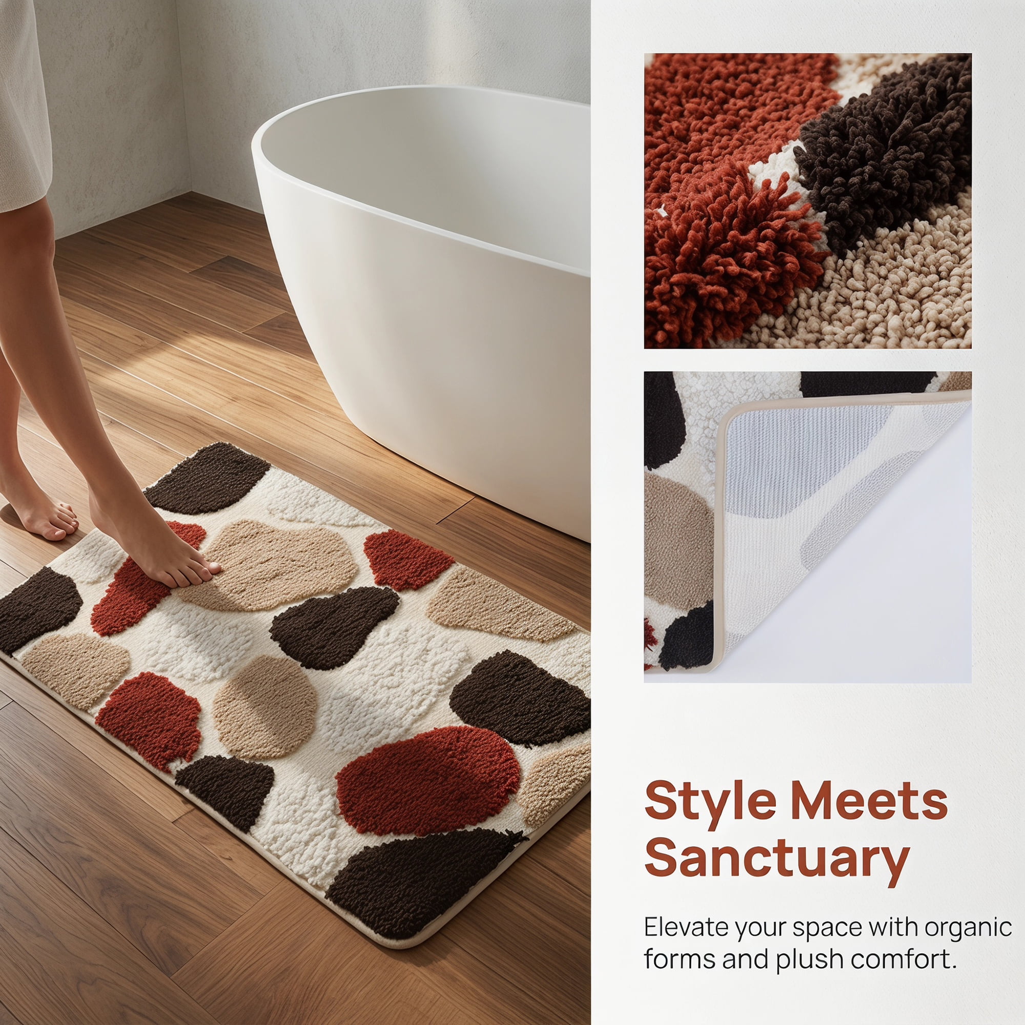 Unique Bargains Absorbent Non-Slip Plush Quick Dry Machine Washable Bath Mat Brown 24"x16"