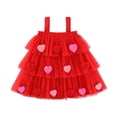 thumbnail image 1 of LUOGENLI Robe Fillette Tout-Petit Sans Manches Fête des Fêtes Robe à Volants en Maille Robe de Danse Princesse Robes Jupe Maxi avec Short en Dessous Rouge 2-3 Ans, 1 of 4