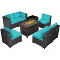 thumbnail image 5 of Gotland 8 Piece Outdoor Patio Furniture Set with 43“ Gas Fire Pit Table Patio Furniture Sectional Sofa Set (blue), 5 of 8