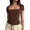 Coffee, variant on Women's Square Neck Short Sleeve Double-Layer Tops Basic Slim Fit Going Out T Shirt