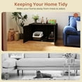 thumbnail image 6 of 31.5" x 19.3" x 19.7" Farmhouse Corner Litter Box Enclosure, Engineered Wood Hidden Kitty Litter Furniture, Discreet Litter Box Furniture for Bedroom, Living Room, Black, 6 of 14