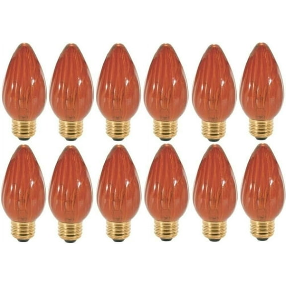SATCO S3370 40 W 120 V F15 Flame Incandescent; Amber; E26 Base; Dimmable (12 Light Bulbs)