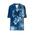 thumbnail image 6 of Summer Tops for Women 2-button V Neck Floral Printed Dressy Casual Tees Short Sleeve Loose Tunic Blouses Tshirts (L, Blue Flower), 6 of 6