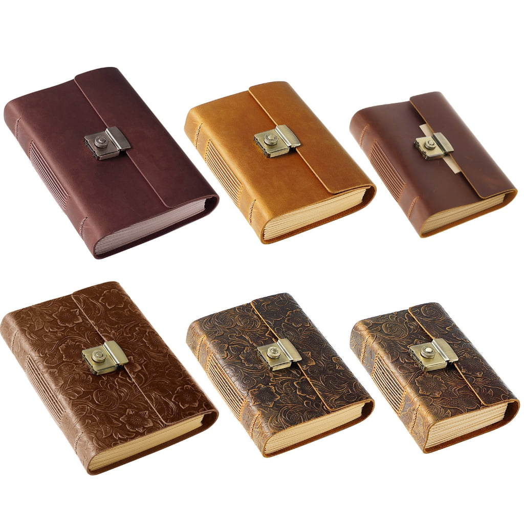 Yokua Vintage Scrapbook Leather Journal Notepad Planner Notebook with Password Lock