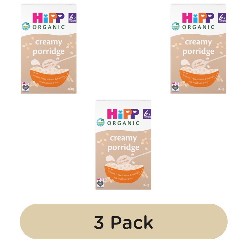 HiPP Organic Creamy Porridge 6+ Months 160g, British Import (Pack of 3)