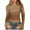 Khaki, variant on Womens Mock Neck Bell Long Sleeve T Shirt Lettuce Trim Fitted Shirt Slim Fit Fashion Cocktail Party Going Out Tops