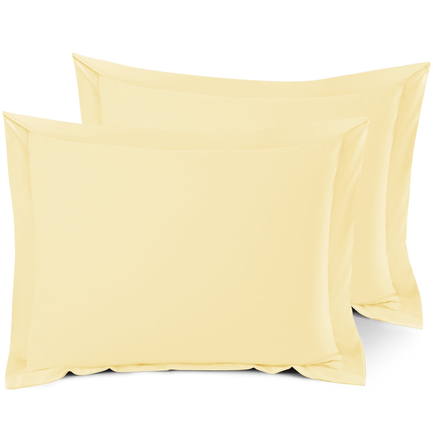 Set of 2 Standard 20"x26" Size Pillow Shams Custard Yellow, Hotel