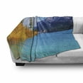 thumbnail image 3 of Aspen Tree Soft Flannel Fleece Blanket, Abraham Lake in a Flood Surrounded by Rocky Mountains Fir Pine Forest, Cozy Plush for Indoor and Outdoor Use, 70" x 90", Azure Blue Marigold, by Ambesonne, 3 of 6