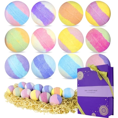 Bath Bombs Valentine's Day Gift Set for Women - 12 Pcs Handmade Bubble Bombs, 12 x 3.12oz Relaxing Fizzies Shower Birthday Gifts for Her