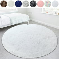 Ultra Soft Indoor Modern Area Rugs Round Fluffy Carpets for Living Room Children Bedroom Home Decor Nursery Rug, 4ft x 4ft, 5.3ft x 5.3ft, 6ft x 6ft