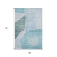 thumbnail image 3 of HomeRoots 655294 10 x 14 ft. Teal & Ivory Abstract Transitional Washable Machine Made Rectangle Area Rug with UV Protection, 3 of 9