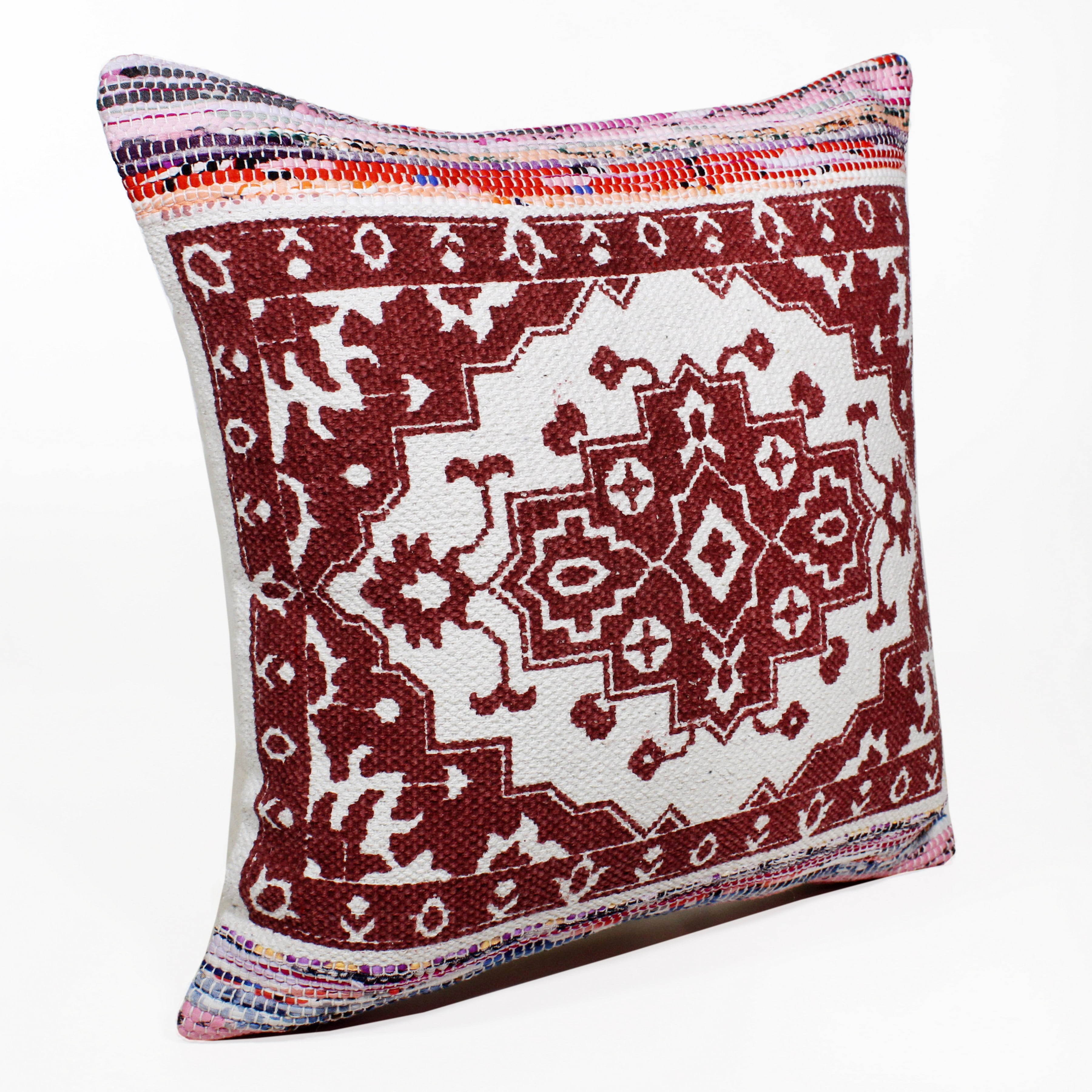 Ox Bay Indoor Boho Medallion Mosaic Throw Pillow , Red / White, 20" x 20"