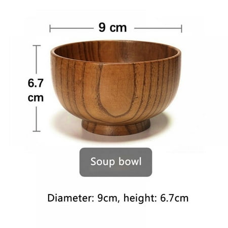 

Retap Creative Retro Japanese Style Round Rice Bowl Anti-Scalding Tableware Sour Date Wooden Soup Noddle Bowl