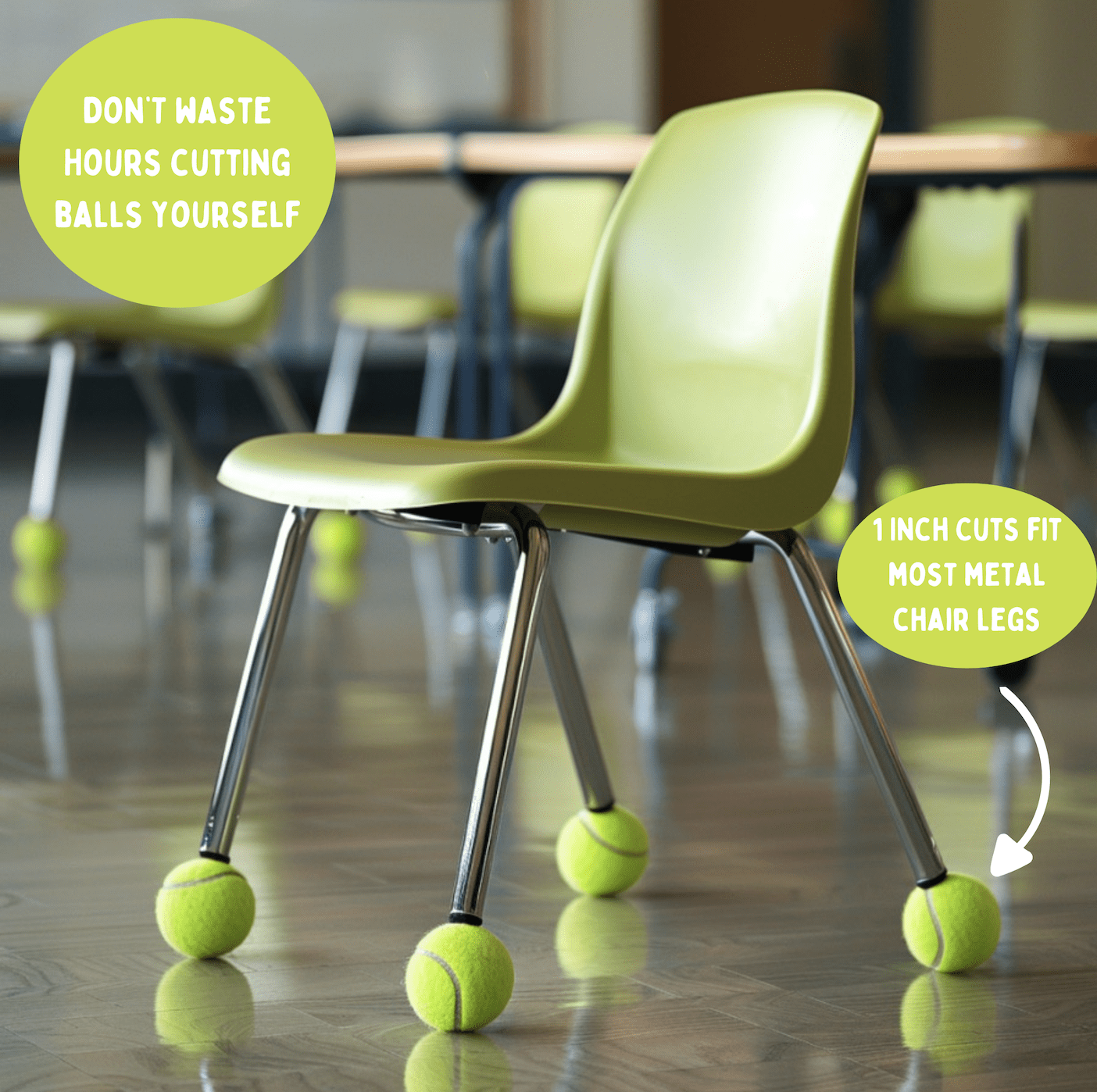 100 PreCut Tennis Balls for Chairs Bulk - Support USA Tennis Ball Recycling NonProfit: Tennis Ball Chair Leg Floor Protectors, Chair Tennis Balls for Classroom Bulk, Precut Tennis Balls for Walkers