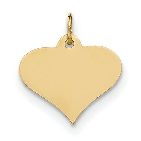 14k Yellow Gold .013 Gauge Engraveable Heart Disc Pendant Charm Necklace Love Engravable Shapely