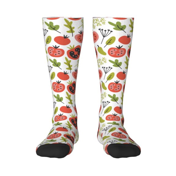 Rateoe Tomatoes Pattern Women’s Knee High Crew Socks,Trouser Socks Comfortable, Breathable, Moisture-Wicking and Soft