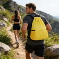 thumbnail image 4 of Yellow Drawstring Backpack Lightweight Backpack Gym Bag With Large Capacity Water-Resistant Fabric And Side Mesh Pockets For Travel And Outdoor Sports 19.3X14.6X7.9In 0.42Lb, 4 of 6