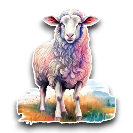 DOPASTICKER Cute Sheep Watercolour Farm Animal Sticker For Car Laptop Phone Water Bottle Stickers Cars Stickers Water Bottle Stickers For Kids