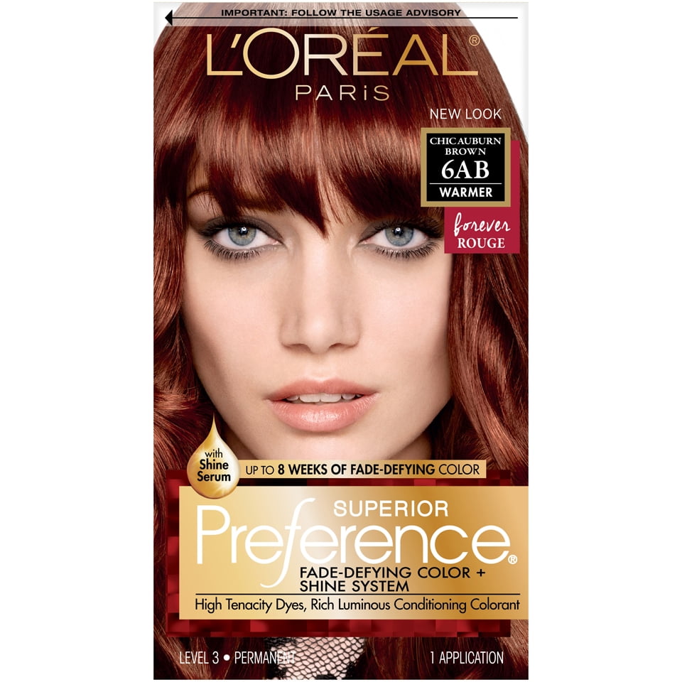 L'Oreal Paris Superior Preference Fade-Defying Shine Permanent Hair Color,  6AB Chic Auburn Brown, 1 Kit 