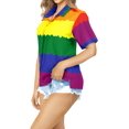 thumbnail image 4 of HAPPY BAY Women's Casual Beach Summer Hawaiian Blouse Shirt Dressy Blouses Short Sleeve Button up Dress Tops Tee Shirts T Shirts for Women XXL Pride Flag, Multicoloured, 4 of 6