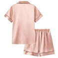thumbnail image 4 of WIBACKER 5-12Y Girls Boys Pajamas Satin Pajama Set Silk Pjs Short Sleeve Sleepwear Kids Button-Down Nightwear, 4 of 9