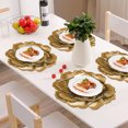 thumbnail image 3 of VCVCOO 15 Inch Round Placemats Set of 4, Gold 3D Hibiscus PVC Table Mats, Non-Slip, Heat & Stain Resistant, Waterproof Wipe Clean Dining Place Mats, 3 of 9