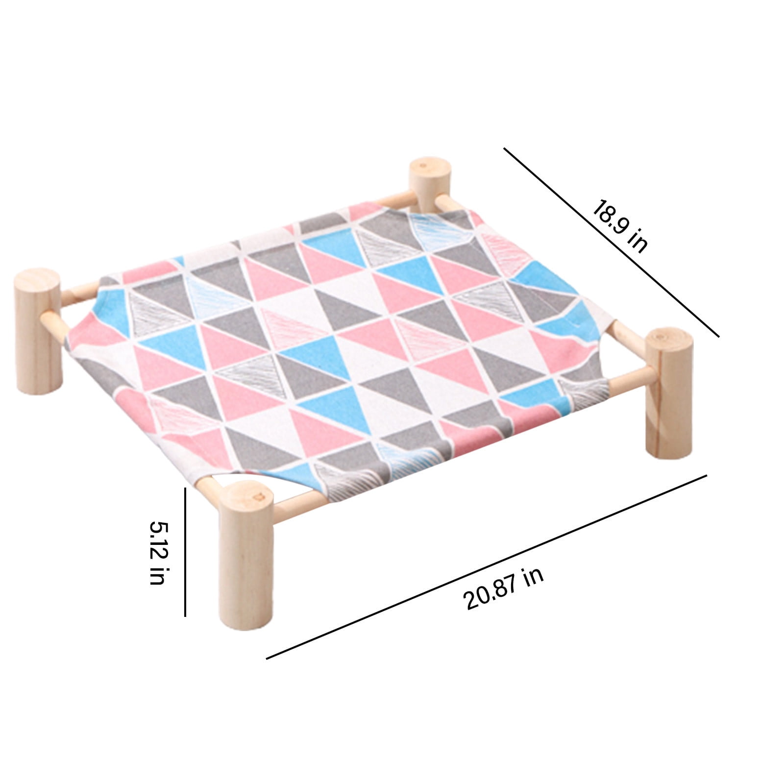 Wooden Elevated Pet Suspended Bed, Detachable Portable Cooling Bed for Indoor Outdoor Cats Small Dogs, 20.86x18.89 inch