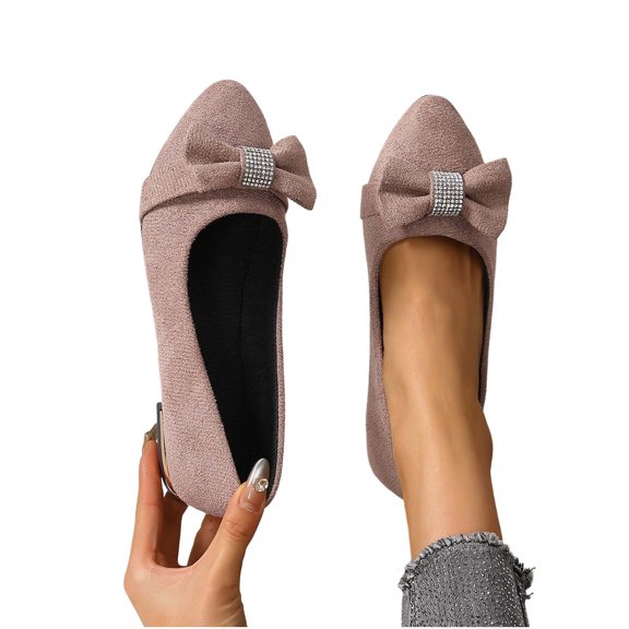 Flats for Womens Pointed Toe Sole Shallow Mouth Work Shoes for Women Casual Comfortable Everyday Wear Solid Color Soft Soled Flat Dressy Shoes