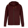thumbnail image 4 of IYTR Men's Full Zip Up Hoodie Jacket with Zipper Pockets Sweatshirt Long Sleeve Hooded Coat Outwear Wine M, 4 of 5