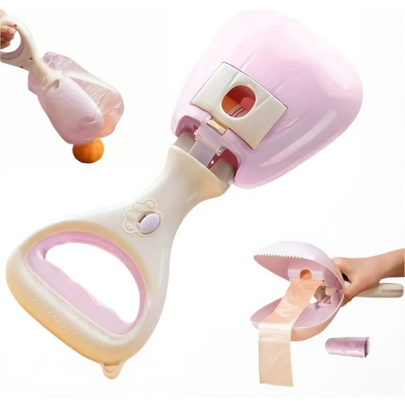 Dog Pooper Scooper; Portable 2-in-1 Comes with 2 Rolls Bag Accessory and Dispenser; Suitable for Small,Medium and Large Dogs; No Touch; No Handheld Garbage Removal