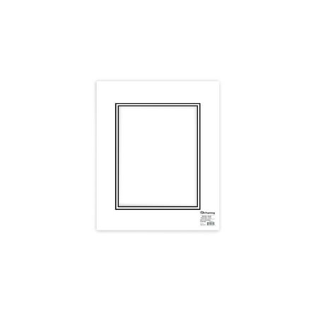 PA Framing Mat Double 16"x 20"/11"x 14" Black Core White/White