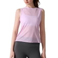 thumbnail image 3 of BRGZLK Women's Tank Tops Solid Color Workout Dry Fit Simple Slit Casual Sleeveless Athletic Gym Cropped Top Running Sports Yoga Active Round Neck Shirts, 3 of 7