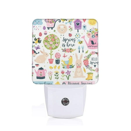 

Sigee Spring Flowers Birds for Night Lights Plug into Wall Dusk to Dawn Sensor Warm White Led Night Light 0.5W for Kid Hallway