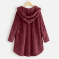 thumbnail image 6 of Patlollav Women Casual Button Jacket Pockets Long Sleeve Hooded Tops Winter Plain Coat, 6 of 7