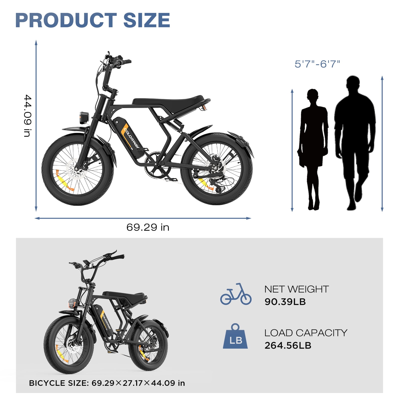 COLORWAY 750W 20"x4.0 Fat Tire Electric Bike, 48V 15Ah Battery, Off-road E-Bike for Adults, UL2849 Certified
