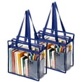 thumbnail image 3 of Clear Tote Bag Stadium Approved 12x12x6, 2 Pack Heavy Duty PVC Clear Tote with Zipper for Concerts, Work & School, Dark Blue, 3 of 9