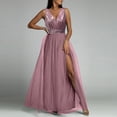 thumbnail image 2 of DHFJKG Formal Maxi Dress Women V Neck Sleeveless Sexy Solid Color Party Prom Dress Split Evening Gown Mesh Layered Versatile Dresses, 2 of 5