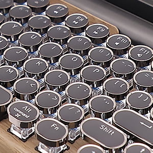 83 - Key Retro Dot Typewriter Mechanical Keyboard for Phone, Tablet, Laptop & Desktop - Wired/Bluetooth Mode (Wood Color)
