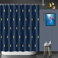 thumbnail image 3 of Navy Blue and Gold Shower Curtain, Modern Striped Shower Curtain Set for Bathroom Decor Geometric Luxury Abstract Fabric Hotel Style Bath Curtain with Hooks, Machine Washable 72x72 Inch, 3 of 6