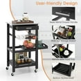 thumbnail image 6 of Giantex Kitchen Island Cart, Utility Storage Trolley, Serving Tray & Slatted Shelf, Buffet Serving Cart w/Lockable Wheels for Dining Room, Black, 6 of 8