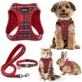 thumbnail image 1 of Juego de arneses GAMUDA para perros pequeños, sin tirones, malla suave, roja M, 1 of 7