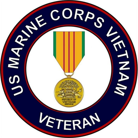 3.8 Inch U.S. Marine Corps Vietnam Veteran with Medal Decal Sticker