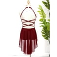 thumbnail image 4 of Sxiwei Kids Girls Skating Dress Shiny Rhinestones Sleeveless Leotard Dresses Modern Contemporary Burgundy 14, 4 of 9