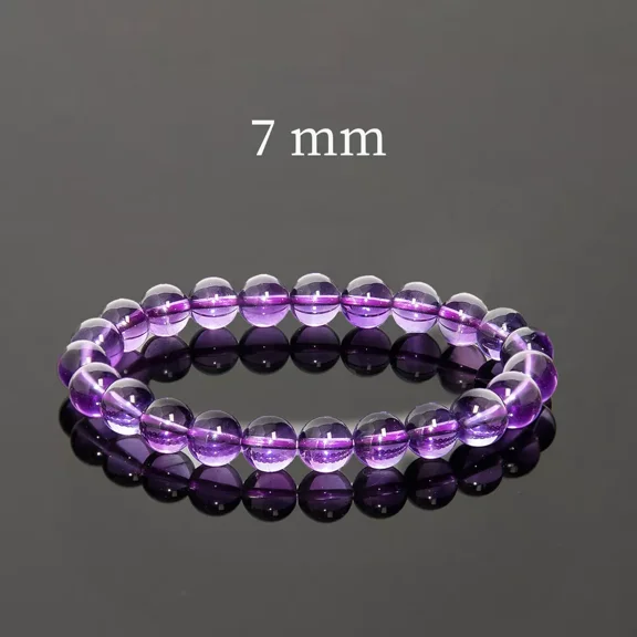 Flyshop Jewelry Natural Amethyst Bracelet, Purple Crystal, Collection Level (Bead Dia. 7mm)