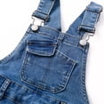 thumbnail image 5 of KIDSCOOL Kids Girls Distressed Denim Shortalls Ripped Jean Overalls Shorts,Blue,9-10 Years, 5 of 9